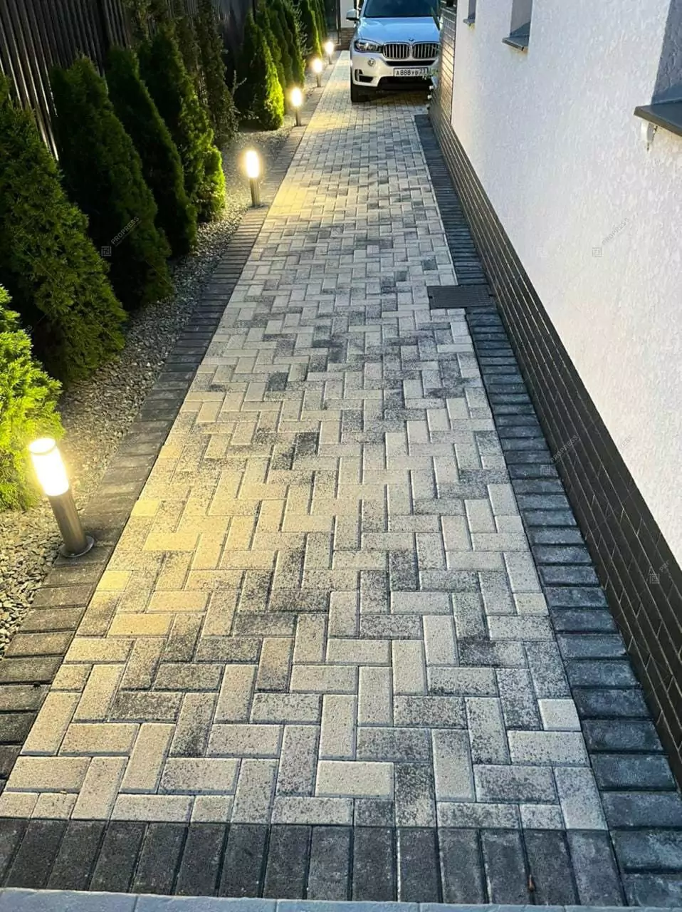 Тротуарная плитка Кирпичик №8 "Аляска", фактура гладкий, гранитная, мрамор, высота 40 мм, 60 мм, 80 мм-3