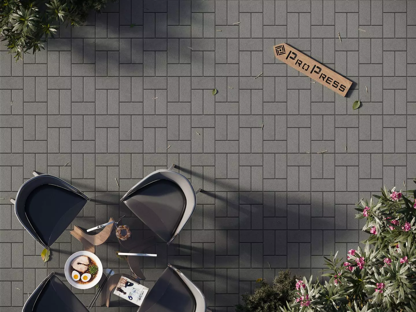 Тротуарная плитка Кирпичик Серый, фактура гладкий, гранитная, мрамор, высота 40 мм, 60 мм, 80 мм-1